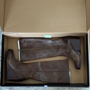 Brown Leather Knee-High Boots